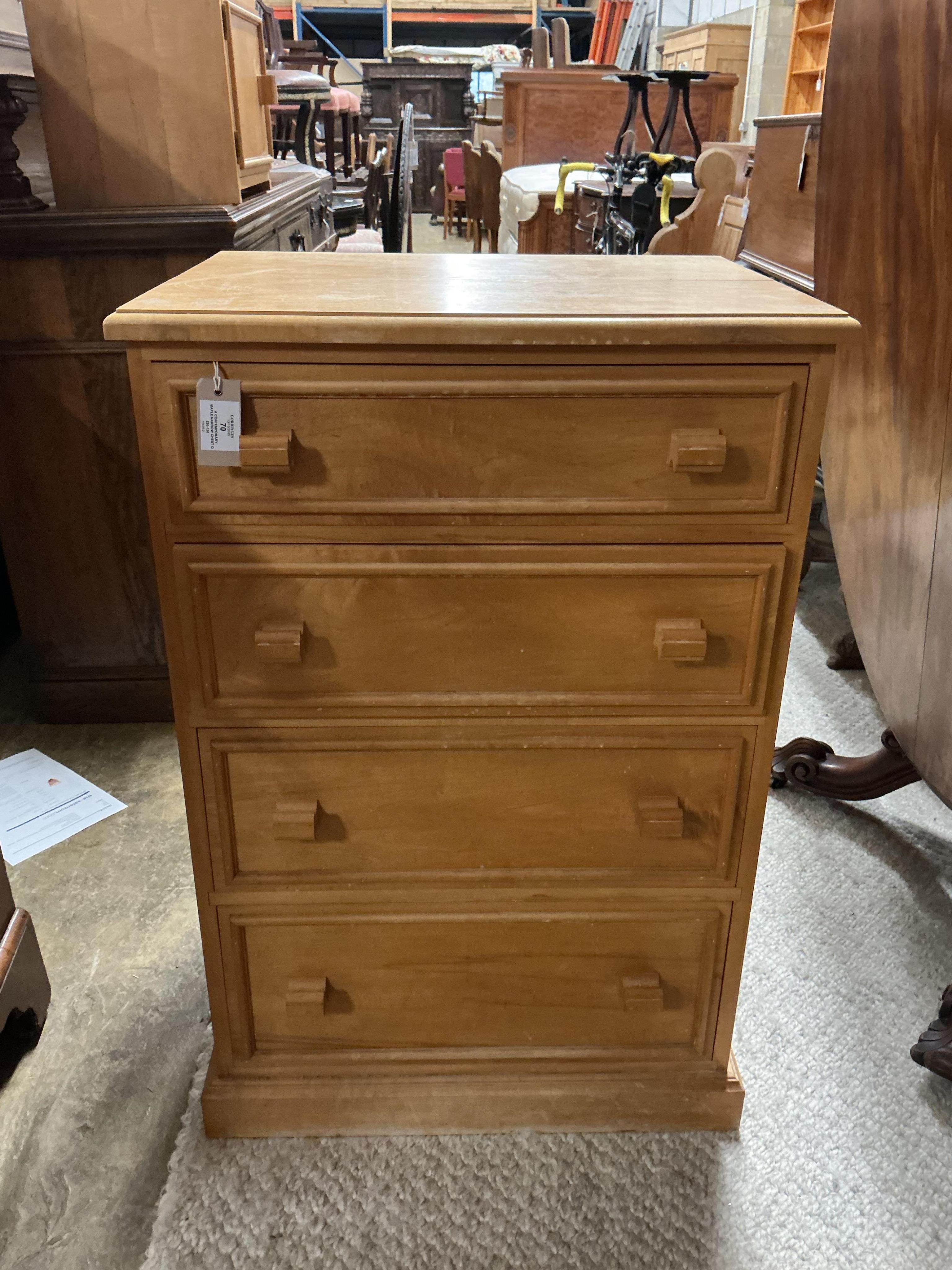 A Contemporary maple narrow chest of drawers, width 61cm, depth 46cm, height 92cm